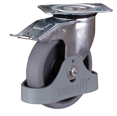 Variofit Bremsrolle 125x32mm grau thermoplastisch mit Fußschutz Produktbild Variofit Bremsrolle 125x32mm grau thermoplastisch mit Fußschutz