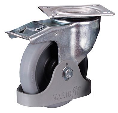 Variofit Bremsrolle 160x40mm grau thermoplastisch mit Fußschutz Traglast 200kg Produktbild Variofit Bremsrolle 160x40mm grau thermoplastisch mit Fußschutz Traglast 200kg