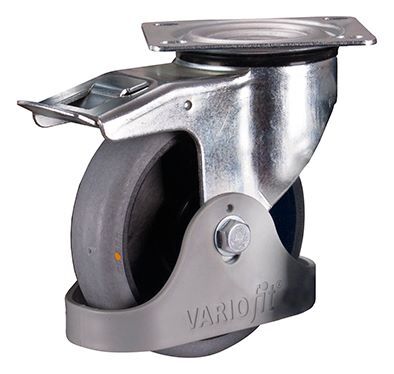 Variofit Bremsrolle160x40mm grau elektrisch leitfähig mit Fußschutz Traglast 200kg Produktbild Variofit Bremsrolle160x40mm grau elektrisch leitfähig mit Fußschutz Traglast 200kg