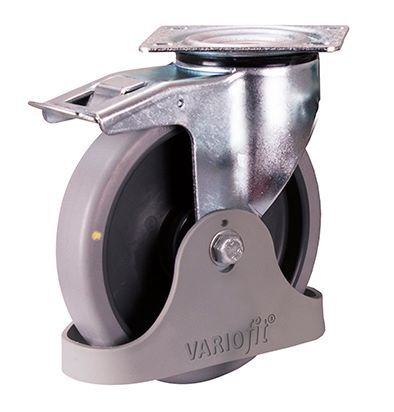 Variofit Bremsrolle 200x40mm grau elektrisch leitfähig mit Fußschutz Traglast 225kg Produktbild Variofit Bremsrolle 200x40mm grau elektrisch leitfähig mit Fußschutz Traglast 225kg