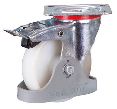 Variofit Bremsrolle Polyamid 150x40mm weißmit Fußschutz Traglast 350kg Produktbild Variofit Bremsrolle Polyamid 150x40mm weißmit Fußschutz Traglast 350kg
