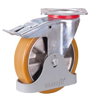 Variofit Bremsrolle 200 x 50 mm mit Fußschutz Traglast 350 kg Produktbild Variofit Bremsrolle 200 x 50 mm mit Fußschutz Traglast 350 kg