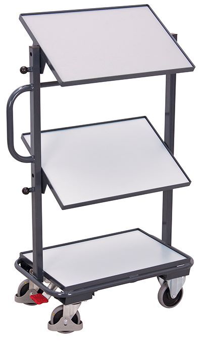 Variofit ESD Beistellwagen mit 3 ESD Böden neigbar 815x455x1185mm Produktbild Variofit ESD Beistellwagen mit 3 ESD Böden neigbar 815x455x1185mm