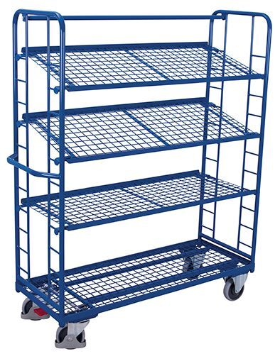 Variofit Etagenwagen mit 4 Drahtgitterböden 1510x550x1815mm Produktbild Variofit Etagenwagen mit 4 Drahtgitterböden 1510x550x1815mm