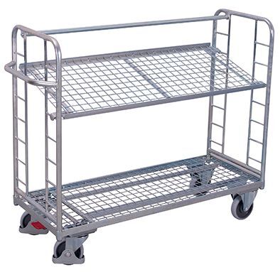 Variofit Etagenwagen mit 2 Drahtgitterböden verzinkt 1805x650x1275mm Produktbild Variofit Etagenwagen mit 2 Drahtgitterböden verzinkt 1805x650x1275mm