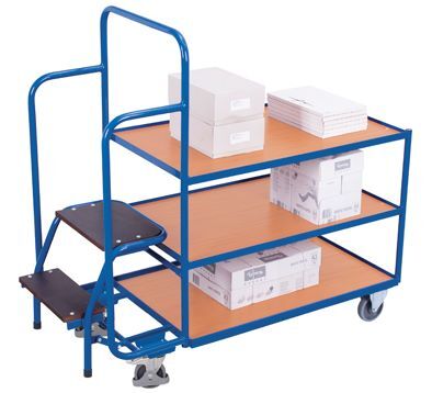 Variofit Kommissionierwagen mit 3 Ladeflächen 1455x625x1320mm niedrig Produktbild Variofit Kommissionierwagen mit 3 Ladeflächen 1455x625x1320mm niedrig