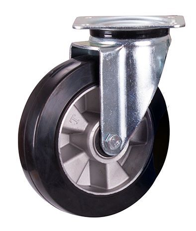 Variofit Lenkrolle Elastikvollgummi 200x50mm schwarz Traglast 350kg Produktbild Variofit Lenkrolle Elastikvollgummi 200x50mm schwarz Traglast 350kg