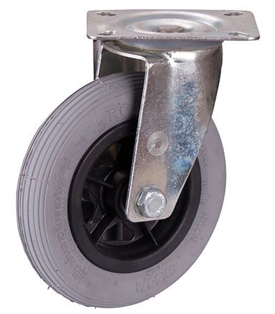 Variofit Lenkrolle mit Luftreifen Traglast 50kg 150x30mm grau Produktbild Variofit Lenkrolle mit Luftreifen Traglast 50kg 150x30mm grau