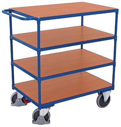 Variofit Schwerer Tischwagen mit 4 Ladeflächen 1390x800x1235mm Produktbild Variofit Schwerer Tischwagen mit 4 Ladeflächen 1390x800x1235mm