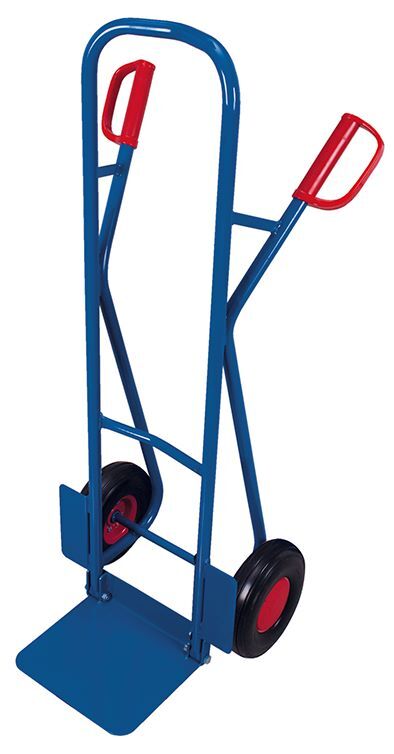 Variofit Stahlrohrkarre mit abklappbarer Schaufel Traglast 250kg blau Produktbild Variofit Stahlrohrkarre mit abklappbarer Schaufel Traglast 250kg blau