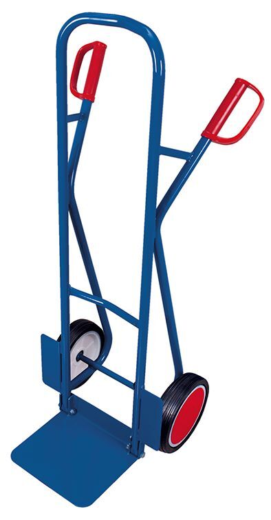 Variofit Stahlrohrkarre mit abklappbarer Schaufel blau Traglast 250kg Produktbild Variofit Stahlrohrkarre mit abklappbarer Schaufel blau Traglast 250kg