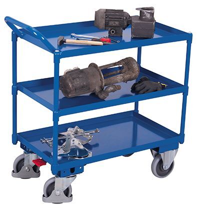 Variofit Tischwagen mit 3 Ladeflächen Traglast 400kg 1015x500x1025mm Produktbild Variofit Tischwagen mit 3 Ladeflächen Traglast 400kg 1015x500x1025mm bild 2
