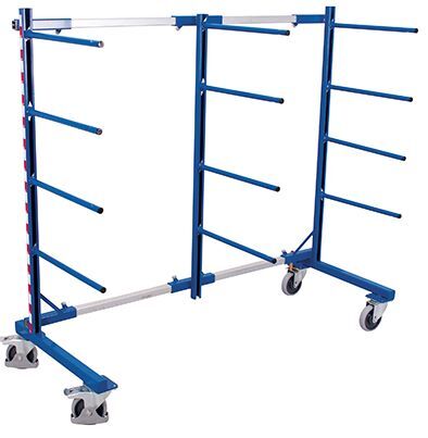 Variofit Tragarmwagen einseitig blau Traglast 400kg Produktbild Variofit Tragarmwagen einseitig blau Traglast 400kg