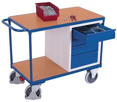 Variofit Werkstattwagen mit 2 Ladeflächen und 4 Schubladen Produktbild Variofit Werkstattwagen mit 2 Ladeflächen und 4 Schubladen bild 2