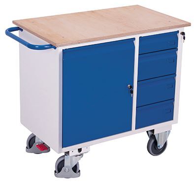 Variofit Werkstattwagen mit 4 Schubladen 1110x600x960mm lichtgrau blau Produktbild Variofit Werkstattwagen mit 4 Schubladen 1110x600x960mm lichtgrau blau