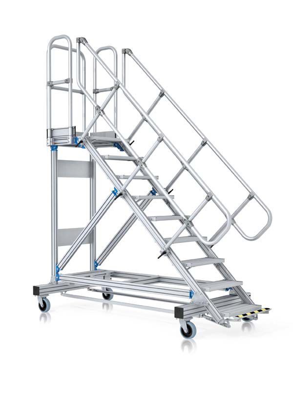 Zarges LM-Plattformtreppe mit Neigung fahrbar Stufenanzahl 9 Produktbild Zarges LM-Plattformtreppe mit Neigung fahrbar Stufenanzahl 9