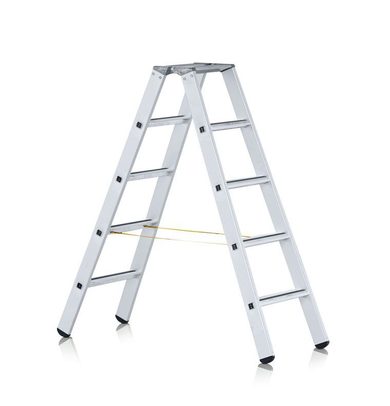 ZARGES Leichtmetall-Stehleiter, beids., geb., eloxiert, 2 x 5 Stufen, Länge 1,35m Z600 Produktbild ZARGES Leichtmetall-Stehleiter, beids., geb., eloxiert, 2 x 5 Stufen, Länge 1,35m Z600