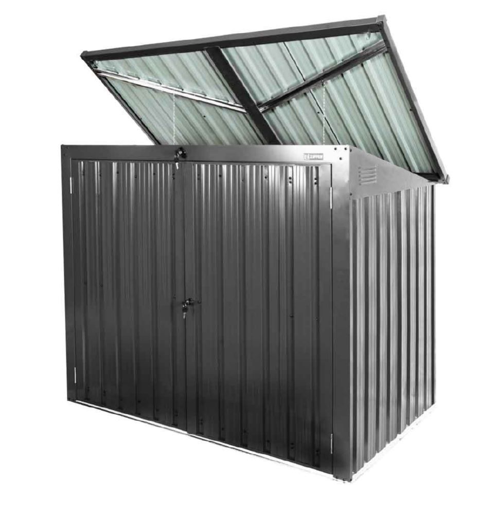 Zipper Metall Mülltonnen Box 2 x 240 Liter mit Deckel Produktbild Zipper Metall Mülltonnen Box 2 x 240 Liter mit Deckel bild 2