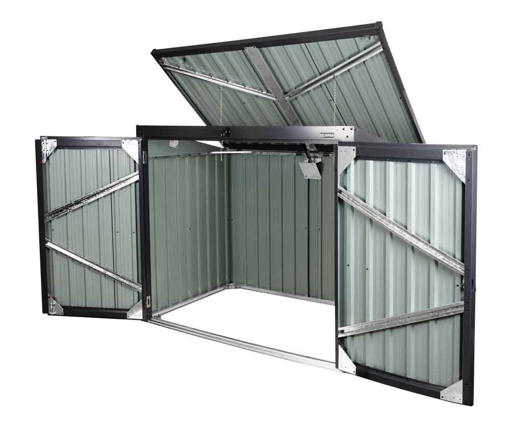 Zipper Metall Mülltonnen Box 2 x 240 Liter mit Deckel Produktbild Zipper Metall Mülltonnen Box 2 x 240 Liter mit Deckel bild 3