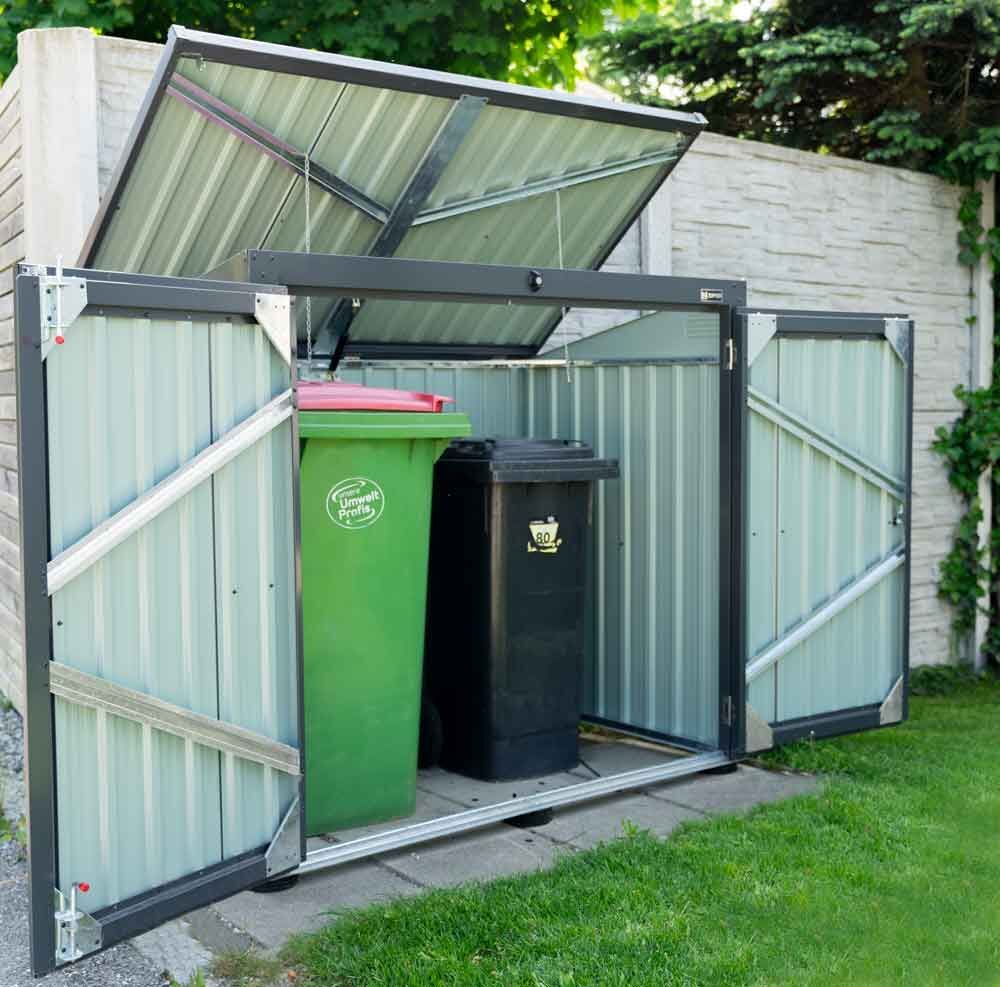 Zipper Metall Mülltonnen Box 2 x 240 Liter mit Deckel Produktbild Zipper Metall Mülltonnen Box 2 x 240 Liter mit Deckel bild 7
